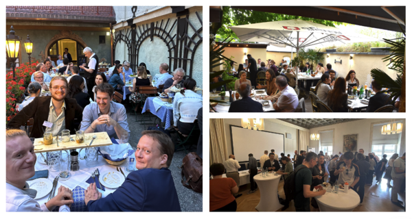 A collage of pictures showing the participants during breaks and dinners.